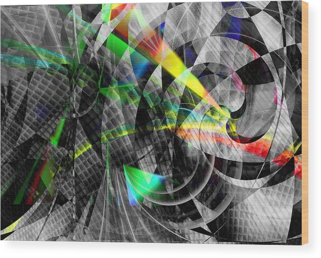 Abstract Wood Print featuring the digital art Particles Of Light Dancing by Art Di