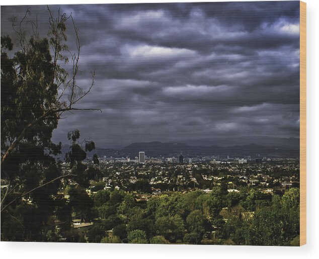 Los Angeles Wood Print featuring the photograph Rainy Day In L A by Joseph Hollingsworth