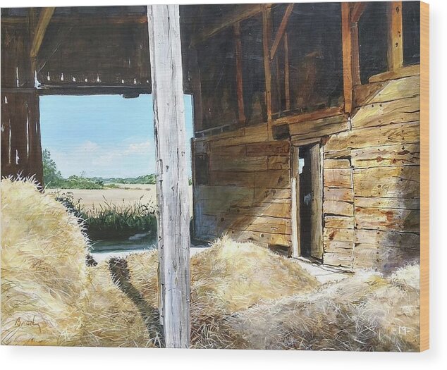 Barn Wood Print featuring the painting While The Sun Shines by William Brody