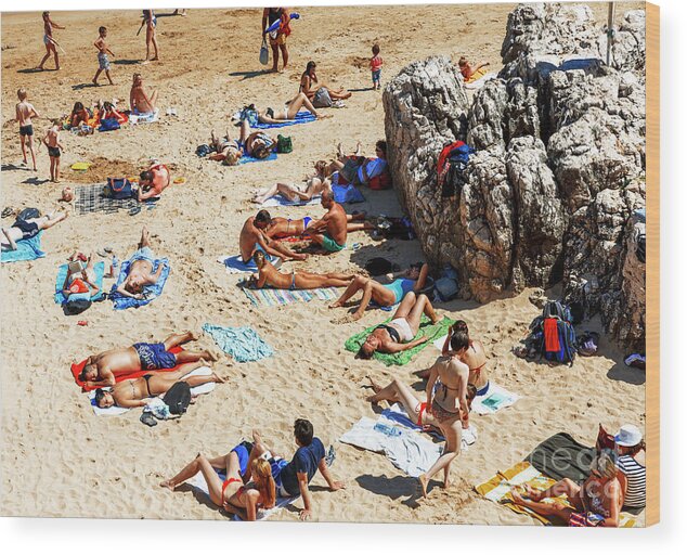 Beach Days At Cascais Wood Print featuring the photograph Cascais Beach Days by John Rizzuto