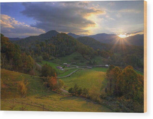 Mountains Wood Print featuring the photograph Blue Ridge Sunset #1 by Douglas Berry