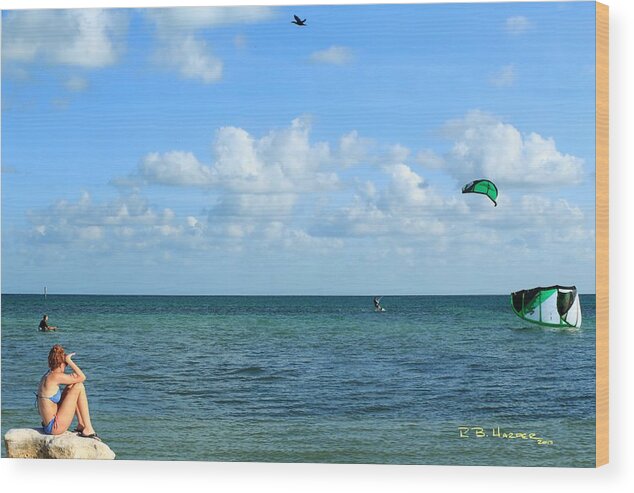 Kitesurfing Wood Print featuring the photograph Key Surfers #5 by R B Harper