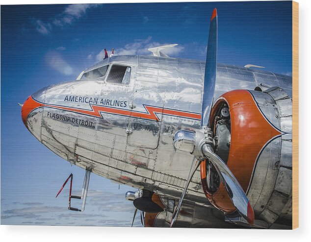Bradley Clay Wood Print featuring the photograph AA DC3 flagship Detroit by Bradley Clay