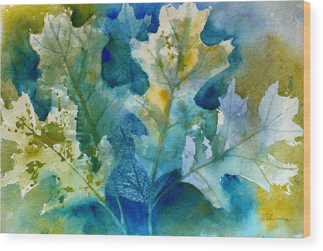 Watercolor Print Wood Print featuring the painting Autumn Oak Leaves by Janet Zeh