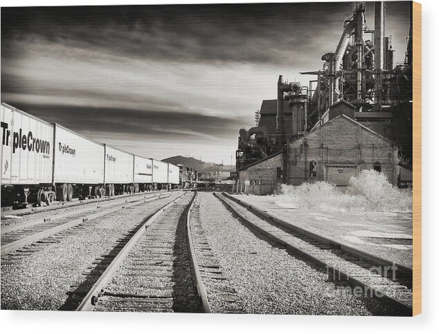 Bethlehem Steel Tracks Wood Print featuring the photograph Bethlehem Steel Tracks by John Rizzuto
