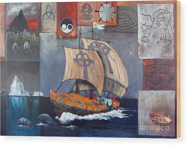 Val Wood Print featuring the painting Brendan Voyage by Val Byrne