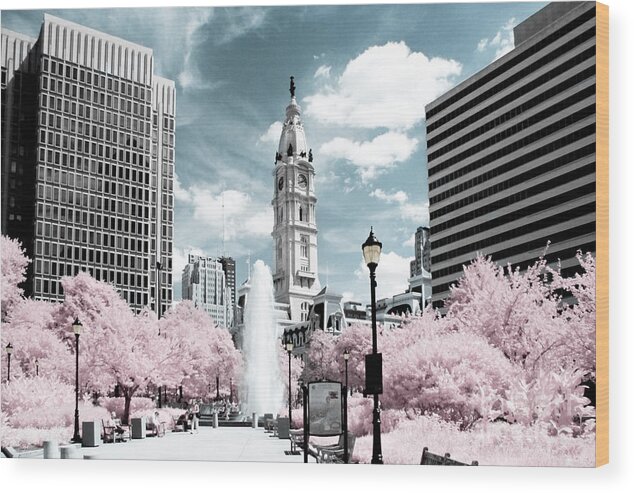 Philadelphia Wood Print featuring the photograph City Hall in Spring by Stacey Granger