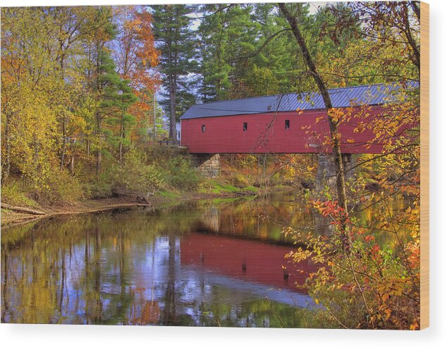 New Hampshire Wood Print featuring the photograph Cresson Covered Bridge 3 by Joann Vitali