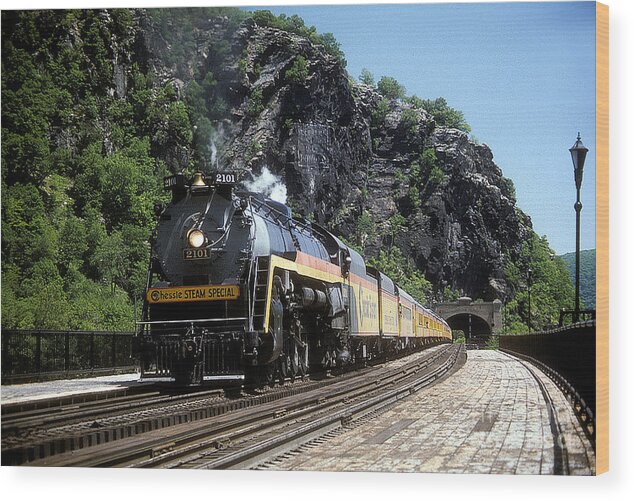 Transportation Wood Print featuring the photograph Chessie Steam Special at Harpers Ferry by ELDavis Photography