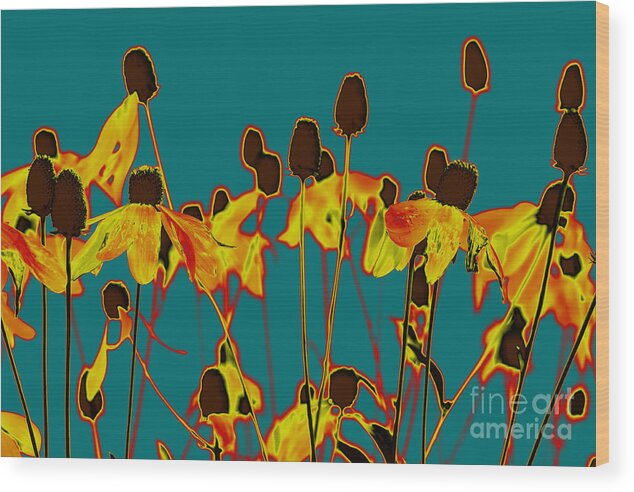 Flower Wood Print featuring the photograph Digital Garden 2 by Leo Symon