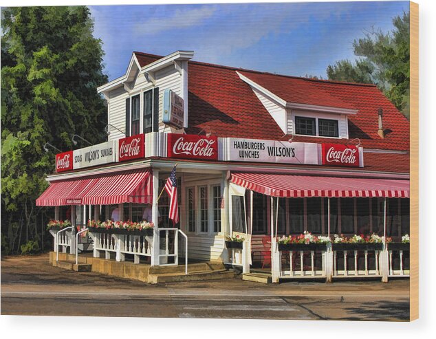 Door County Wood Print featuring the painting Door County Wilson's Ice Cream Store by Christopher Arndt