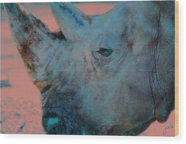 Rhinoceros Wood Print featuring the photograph Dusk by Jade Knights