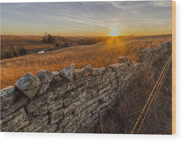 Kansas Wood Print featuring the photograph Fences by Scott Bean