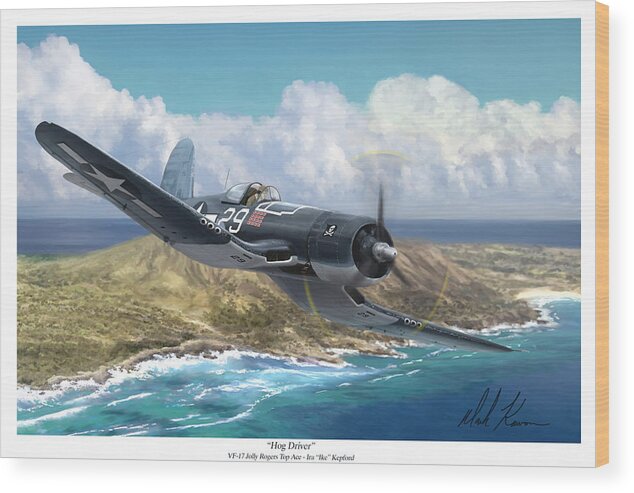 Ike Kepford Wood Print featuring the painting Hog Driver Vf 17 Jolly Rogers Top Ace Ike Kepford by Mark Karvon