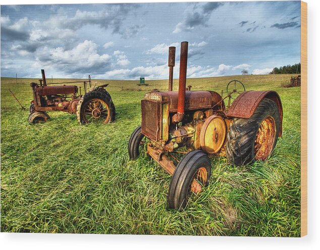 North Carolina Wood Print featuring the photograph John Deere Tractors I - Blue Ridge by Dan Carmichael