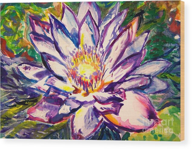Lotus Wood Print featuring the painting Lotus Glow by Catherine Gruetzke-Blais