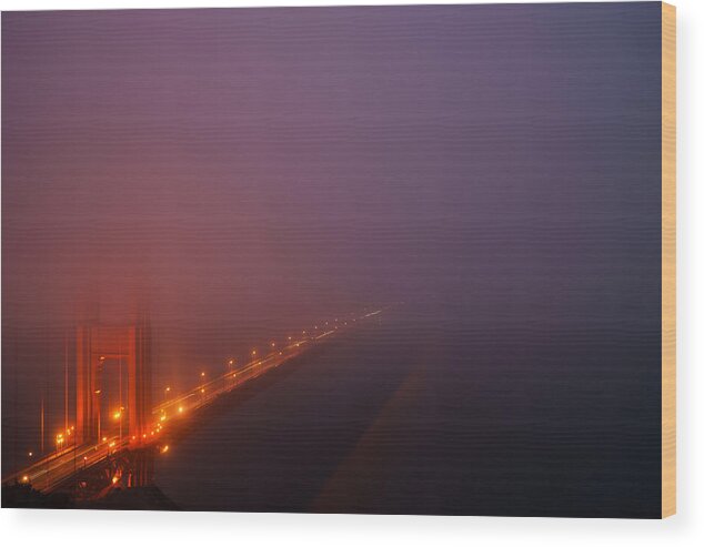 California Wood Print featuring the photograph San Francisco - Misty Golden Gate by Francesco Emanuele Carucci