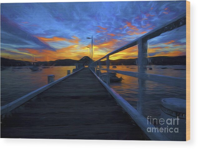 Sunset Wood Print featuring the photograph Palm Beach wharf at sunset by Sheila Smart Fine Art Photography