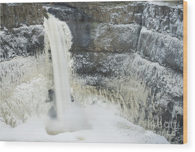 Eastern Washington Wood Print featuring the photograph Palouse Falls on Ice by Idaho Scenic Images Linda Lantzy