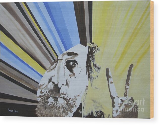 John Lennon Wood Print featuring the painting Peace Out by Stuart Engel