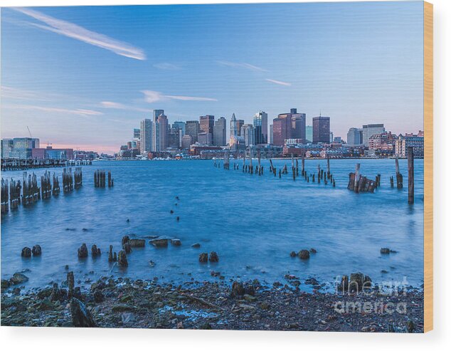 America Wood Print featuring the photograph Pilings on Boston Harbor by Susan Cole Kelly