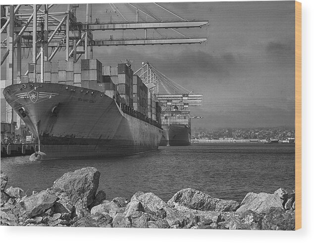 Cargo Wood Print featuring the photograph Port of Long Beach by Joseph Hollingsworth