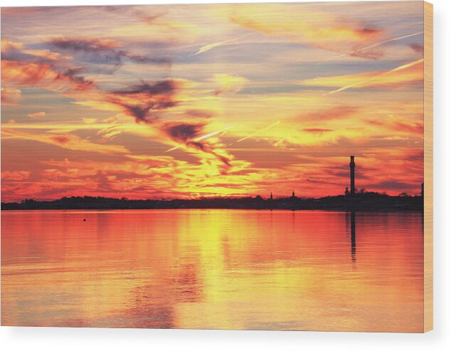 Evening Wood Print featuring the photograph Provincetown Harbor Sunset by Roupen Baker