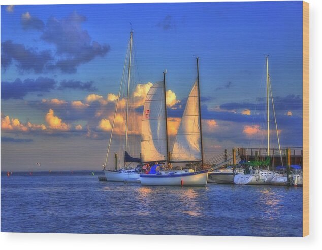Milford Wood Print featuring the photograph Sunset Sailing - Milford Ct. by Joann Vitali