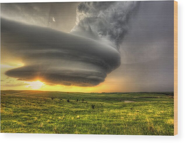 Weather Wood Print featuring the photograph Supercell Thunderstorm - Arcadia Nebraska by Douglas Berry