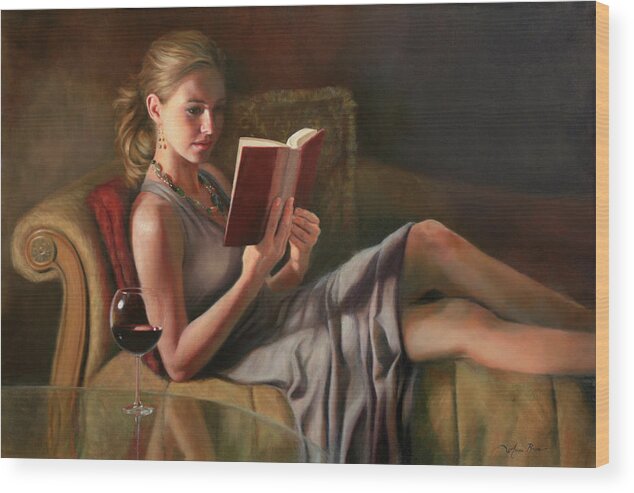 Oil Portrait Wood Print featuring the painting The Perfect Evening by Anna Rose Bain