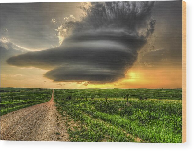 Weather Wood Print featuring the photograph Thunderstorm - Arcadia NE by Douglas Berry