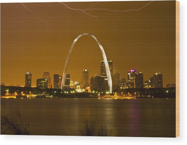 St. Louis Wood Print featuring the photograph Thunderstorm over the city by Garry McMichael