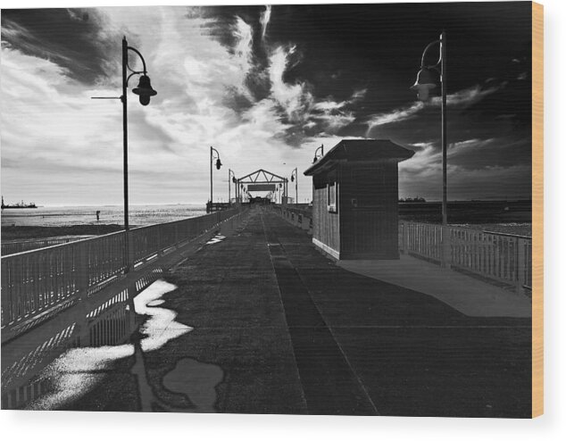 Pier Wood Print featuring the photograph View Down the Pier by Joseph Hollingsworth