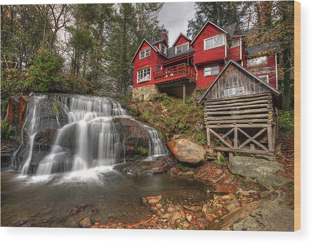 Waterfall Wood Print featuring the photograph Mill Shoals Falls NC by Douglas Berry