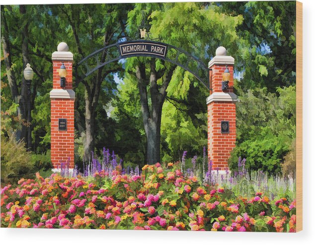 Wheaton Wood Print featuring the painting Wheaton Memorial Park by Christopher Arndt