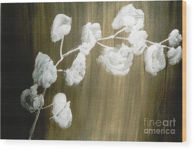  Flower Wood Print featuring the painting White Orchid by Fereshteh Stoecklein