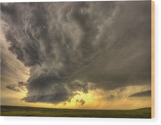 Weather Wood Print featuring the photograph Wyoming Supercell - Newcastle by Douglas Berry