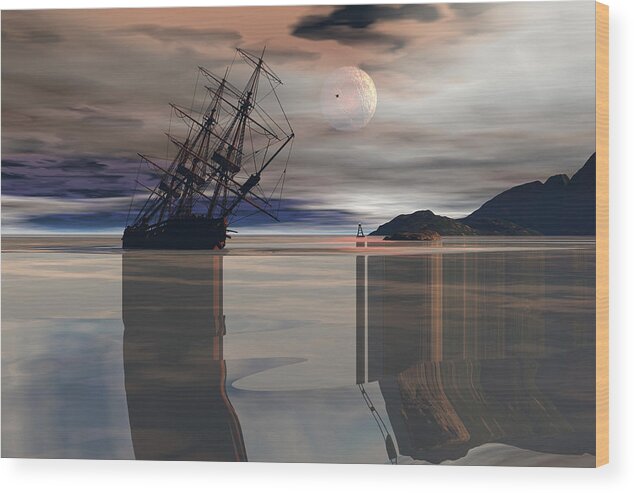 Bryce Wood Print featuring the digital art Beached #1 by Claude McCoy