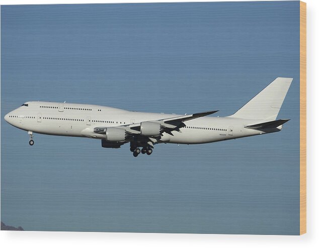 Airplane Wood Print featuring the photograph 747-8Z5 International N5020K Phoenix-Mesa Gateway Airport October 14 2011 by Brian Lockett