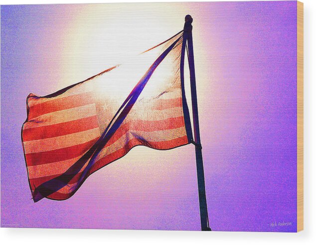 Special Effect Wood Print featuring the photograph American Flag in the Sun by Mick Anderson