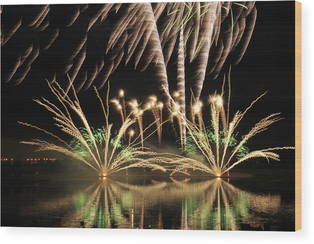 Fireworks Wood Print featuring the photograph Fire in the sky series - 8 by Angelito De Jesus