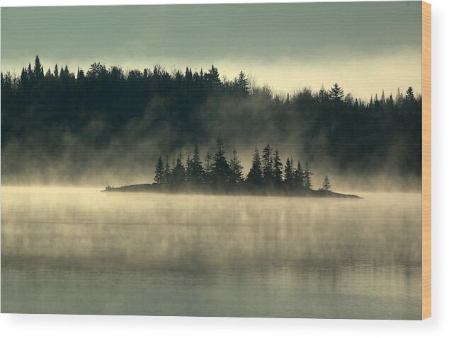 Fog Wood Print featuring the photograph Fog Island by Peter DeFina