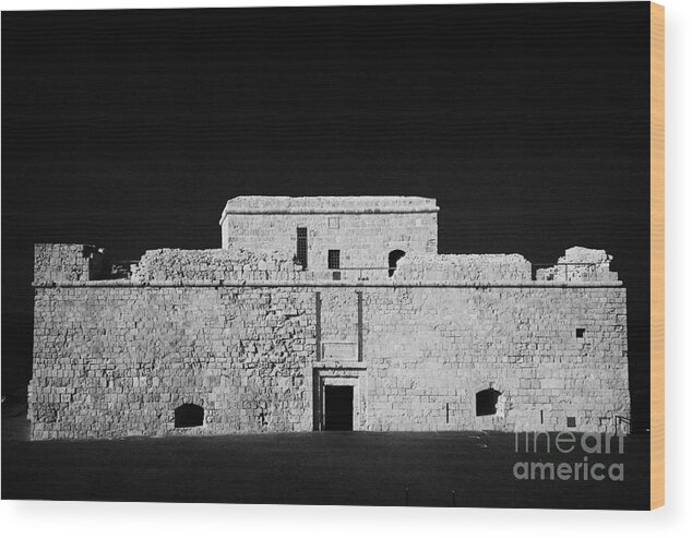 Pafos Wood Print featuring the photograph Kato Paphos Mediaeval Fort With Stage Built Around The Front Harbour Republic Of Cyprus by Joe Fox