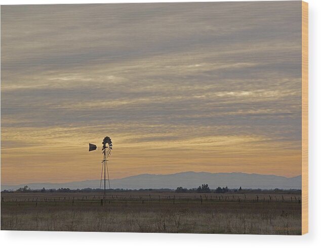 Northern California Wood Print featuring the photograph Northern California Windmill by Mick Anderson