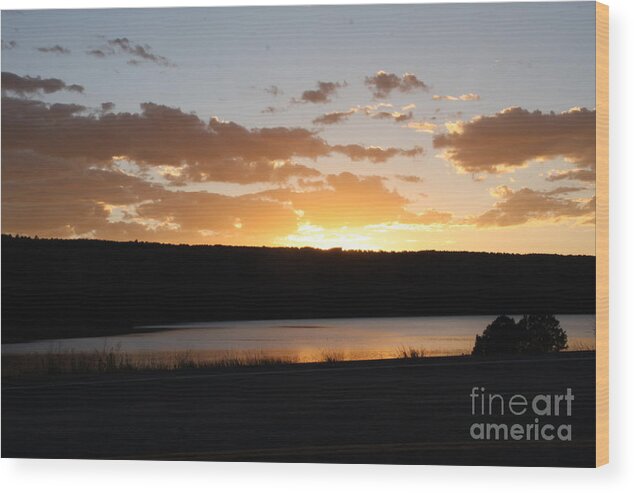 Sunset Over Ridgway Reservoir Wood Print featuring the photograph Ridgway Reservoir Sunset by Marta Alfred