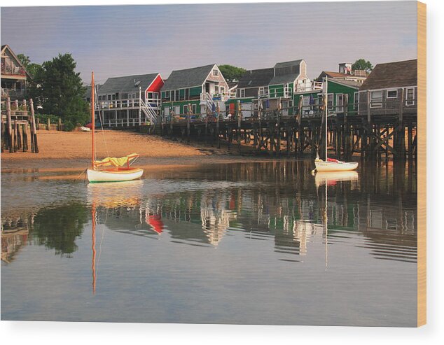 Sailboats Wood Print featuring the photograph Sailboats and Harbor Waterfront Reflections by Roupen Baker