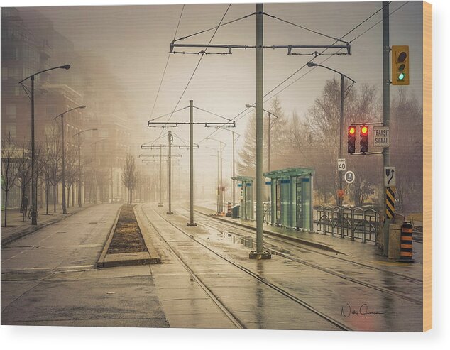 Cityart Wood Print featuring the digital art Fog Deserted Street by Nicky Jameson