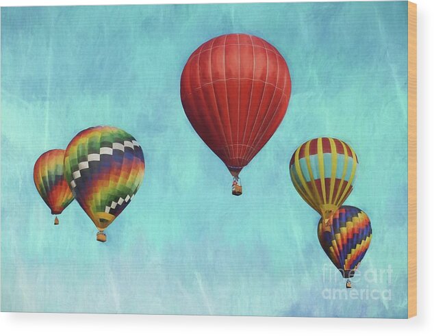 Hot Air Balloon Wood Print featuring the photograph Up Up and Away 2 by Benanne Stiens