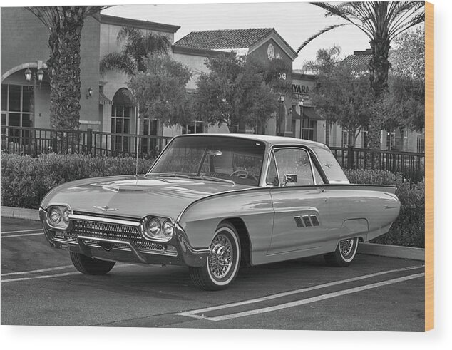 Ford Wood Print featuring the photograph 63 BW Thunderbird by Bill Dutting