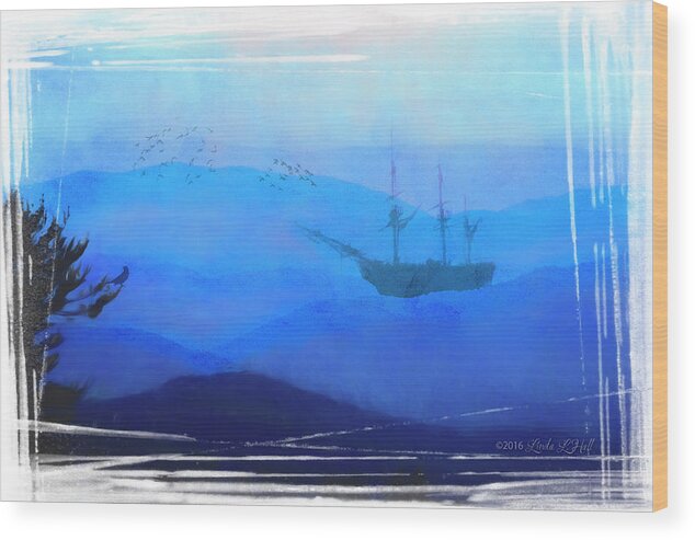 Ship Wood Print featuring the digital art An Unexpected Harbor by Linda Lee Hall